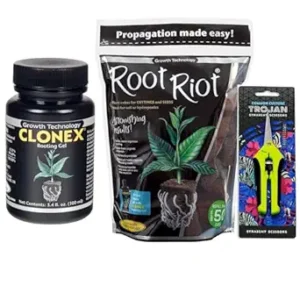 Clonex Rooting Gel 100ml + Root Riot Plugs 50 Pack + Common Culture Trimming Scissors Bundle