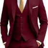 Men's Slim Fit 3 Piece Suit Two Button Business Wedding Dress Tux Suit Set Jacket