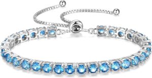 FANCIME Birthstone Bracelet Jewelry for Women Sterling Silver Tennis Bracelet