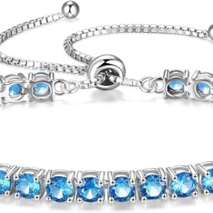 FANCIME Birthstone Bracelet Jewelry for Women Sterling Silver Tennis Bracelet