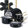 Chef Power Ceramic Cookware Sets, 15Pcs Pots and Pans Set Non Stick, Cookware Set with Stainless Steel