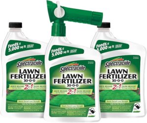 Spectracide Lawn Fertilizer 30-0-0, 3 Count, 2-in-1 Formula Boosts Overall Lawn Strength, Promotes Thick, Green Growth Without Burning