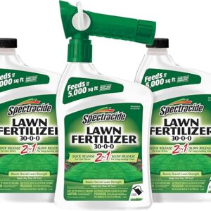 Spectracide Lawn Fertilizer 30-0-0, 3 Count, 2-in-1 Formula Boosts Overall Lawn Strength, Promotes Thick, Green Growth Without Burning