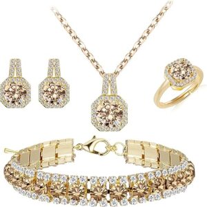 4pcs Cubic Zirconia Wedding Jewelry Sets